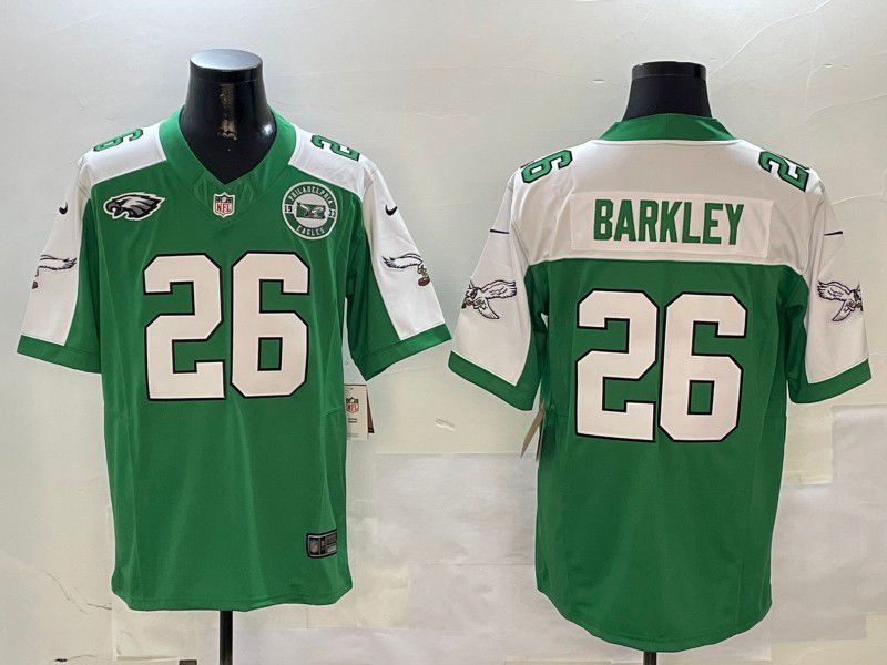 Men Philadelphia Eagles #26 Barkley Green Thanksgiving three generations 2024 Nike Limited NFL Jersey style 1